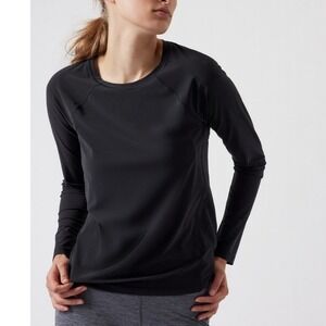 Athleta Ultimate Train Black Long Sleeve Performance Jersey Active Top SZ Large